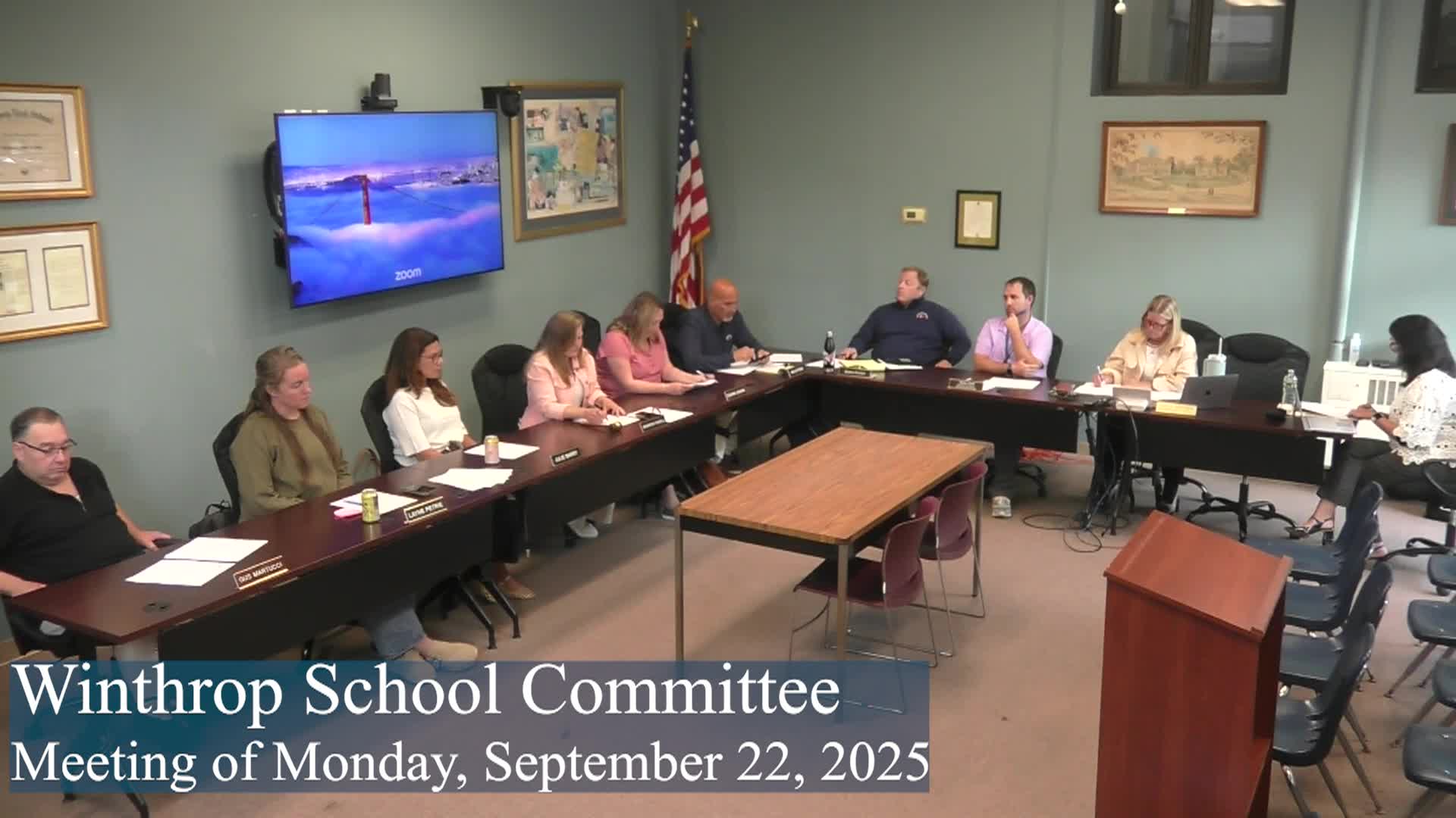 Winthrop School Committee Meeting September 22, 2025