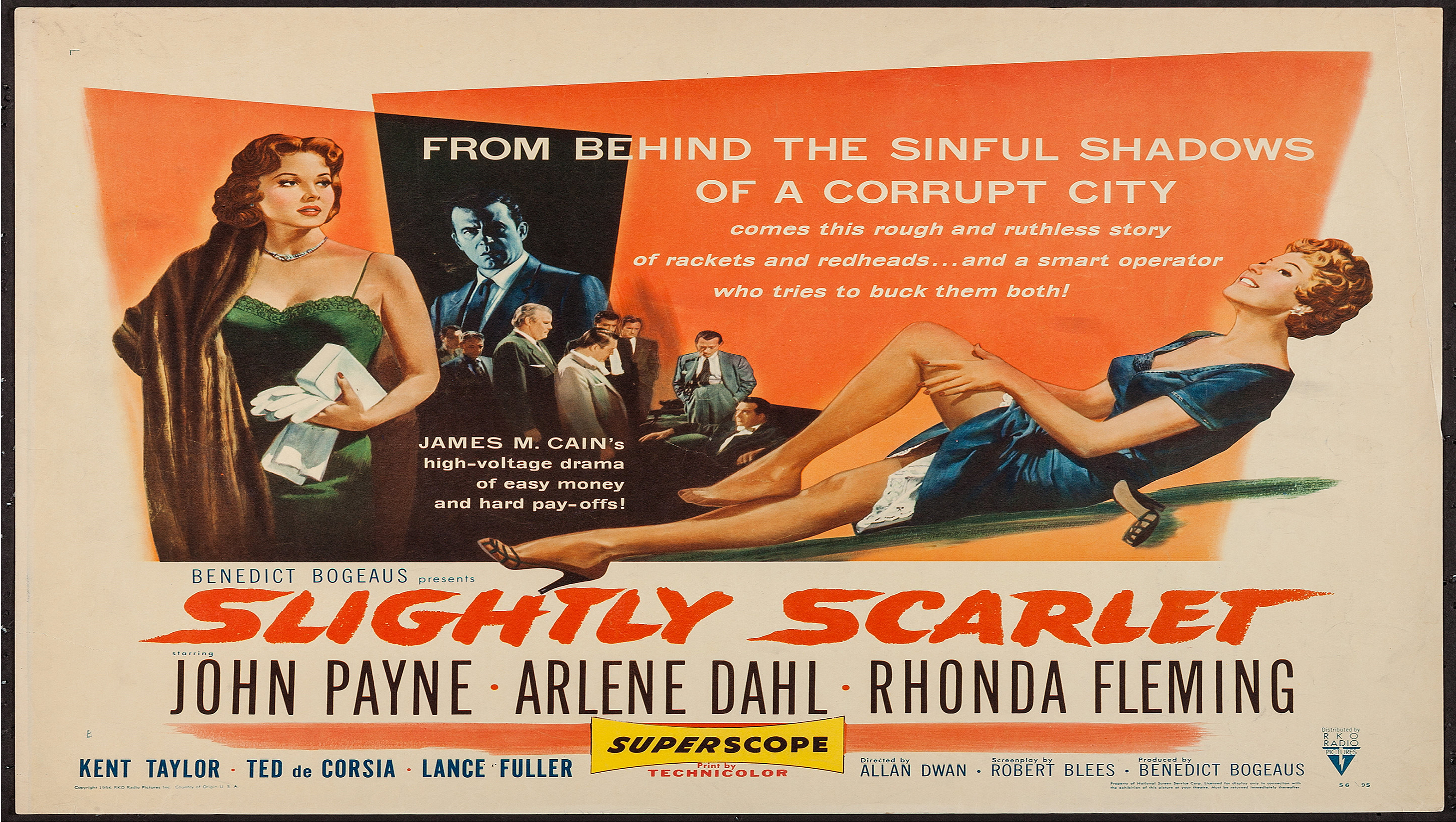 Slightly Scarlet (1956, Crime Drama) (Starring: John Payne, Rhonda Fleming, Arlene Dahl)