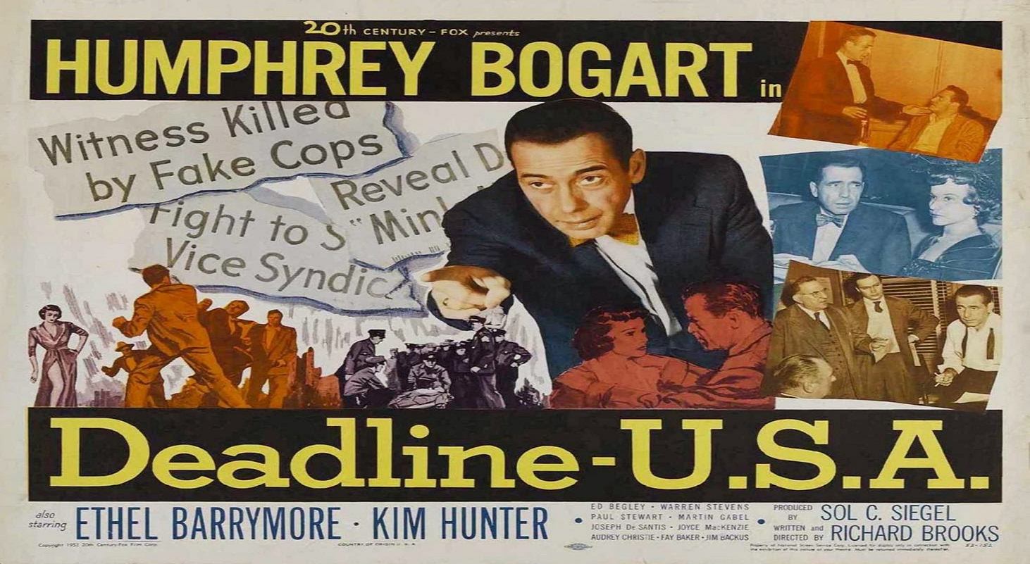 Deadline U.S.A. (1952 Crime) (Starring: Humphrey Bogart, Ethel Barrymore, Kim Hunter)
