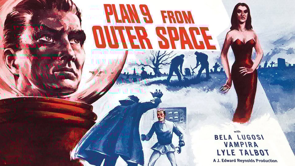 Plan 9 From Outer Space (1959 Sci-Fi) (Starring: Gregory Walcott, Mona McKinnon, and "Vampira" (Maila Nurmi)