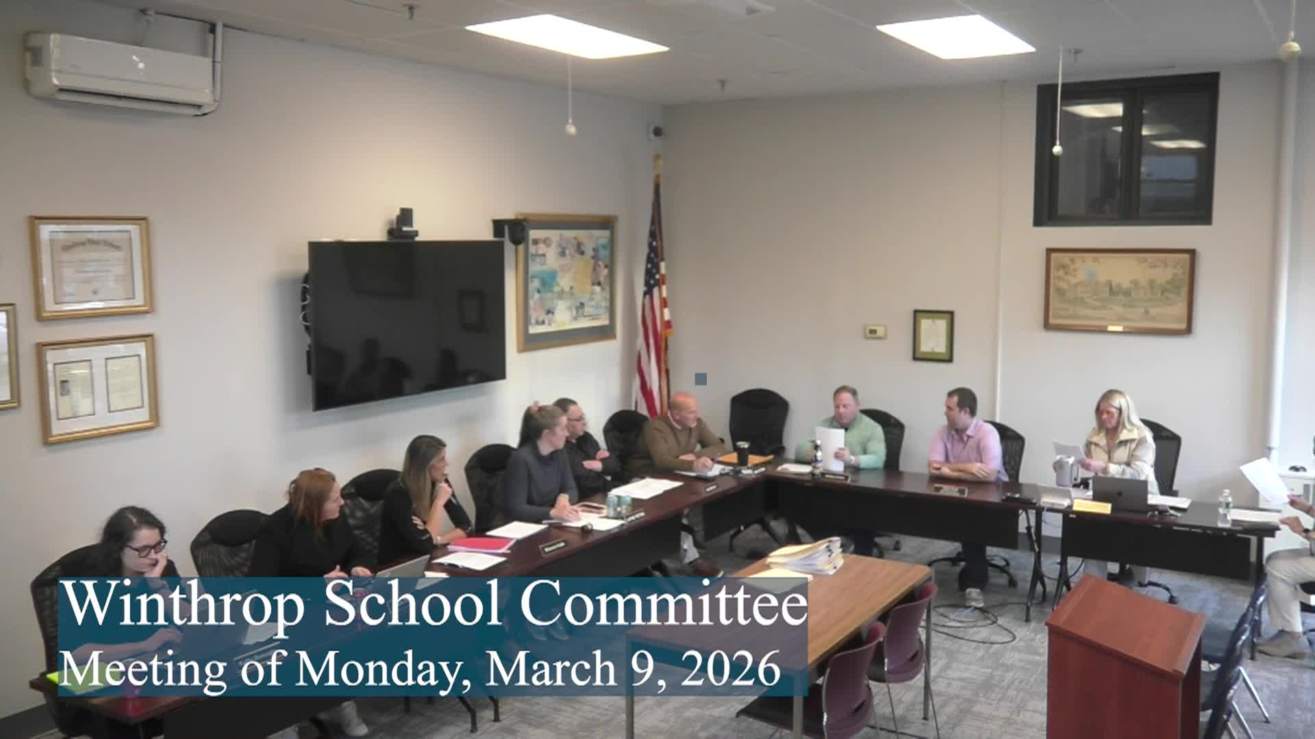 Thumbnail image for Winthrop School Committee Meeting of March 9, 2026
