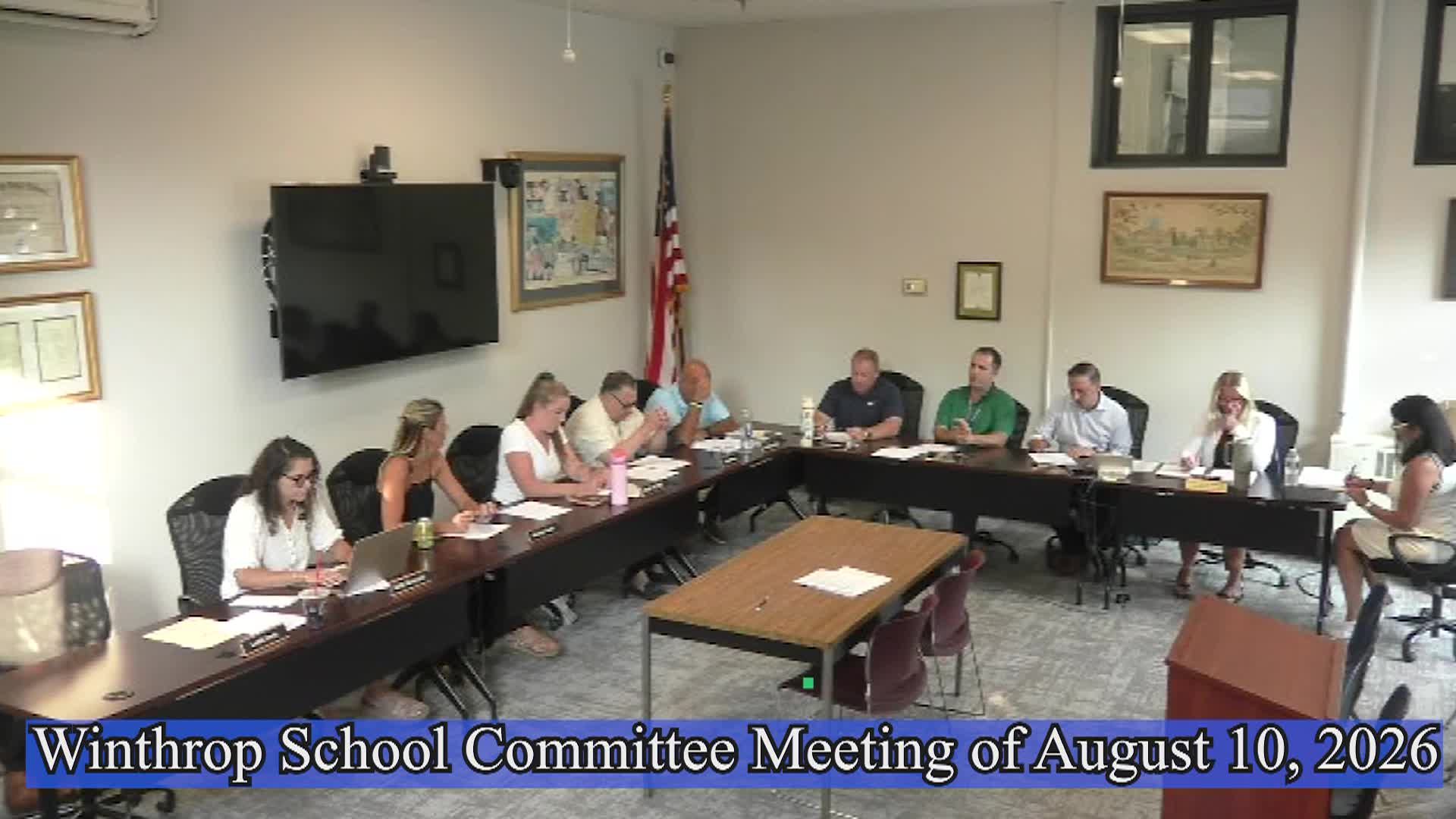 Thumbnail image for Winthrop School Committee Meeting of August 10th, 2026