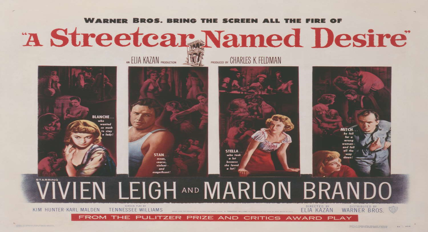 A Streetcar Named Desire (1951 Drama) (Starring: Marlon Brando, Vivien Leigh, Karl Malden)